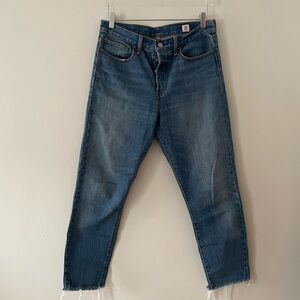 Blue Denim Jeans with Raw Hem